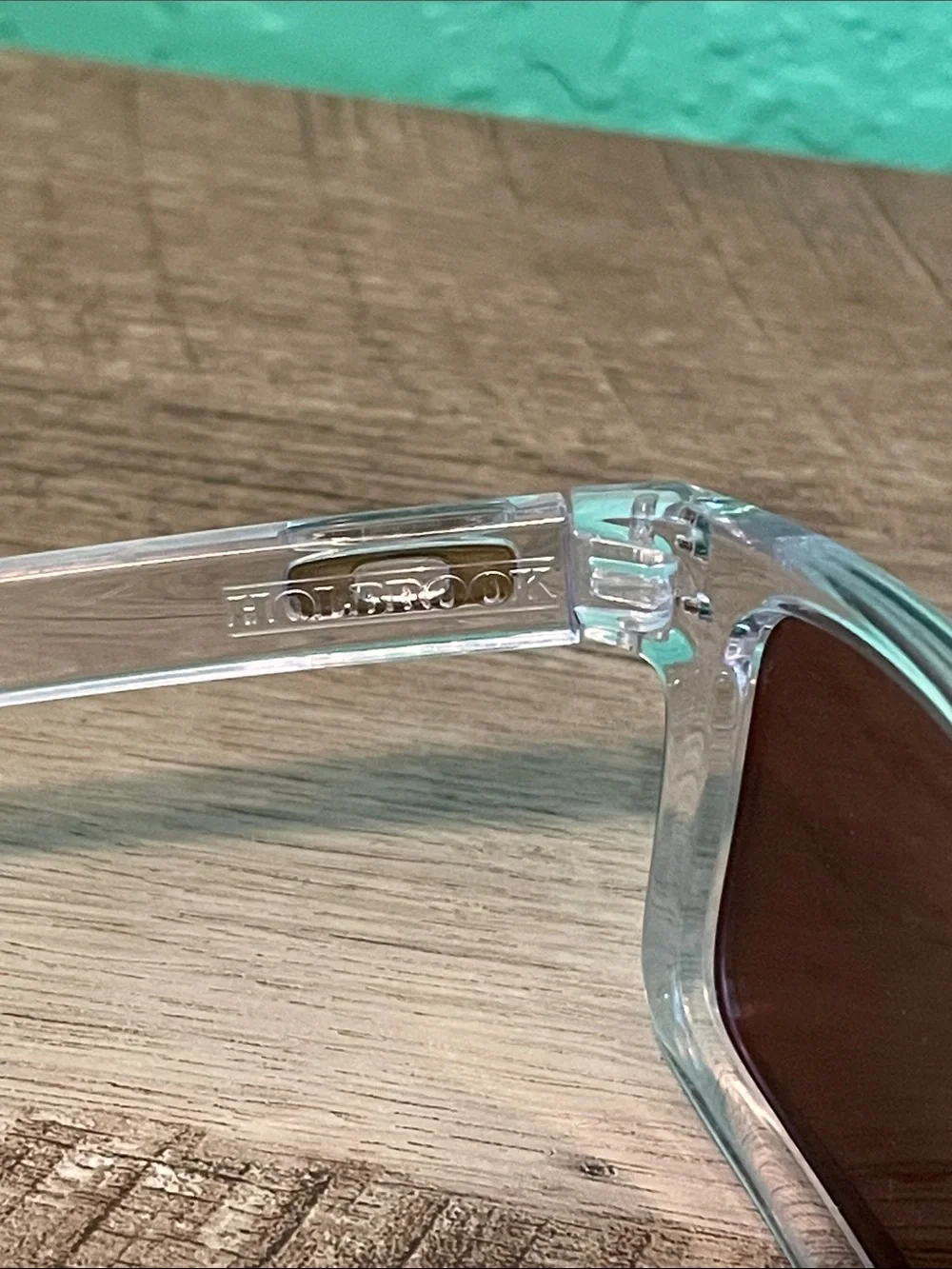 Oakley Holbrook Clear Frame Sunglasses with Yellow Accents